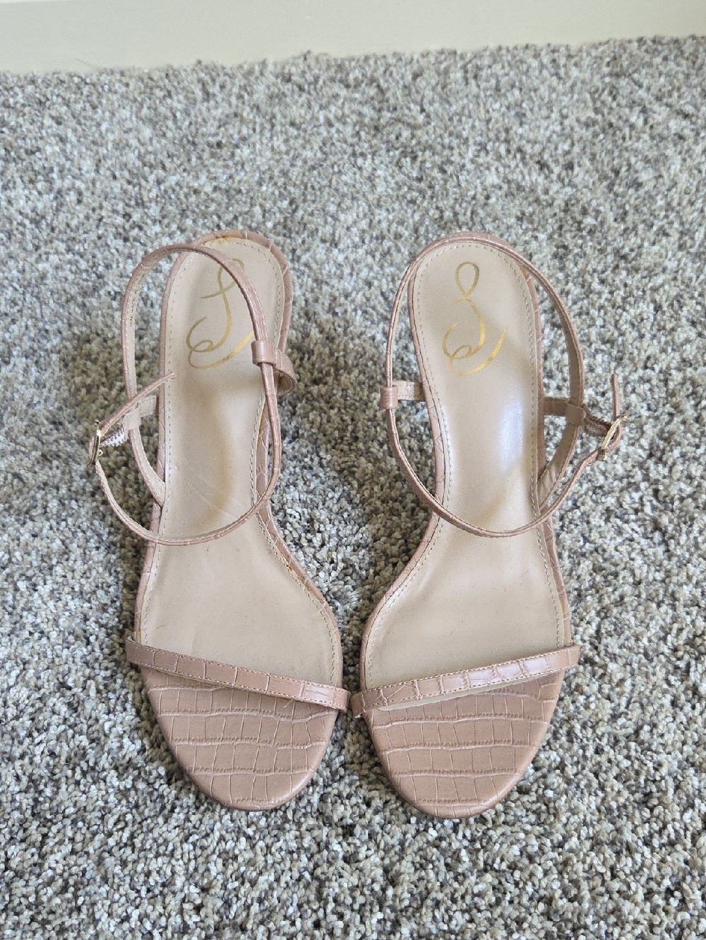 Sam Edelman Women's Doran Heeled Sandal Maple Sugar Croco Tan Nude Size 10 - Picture 2 of 11